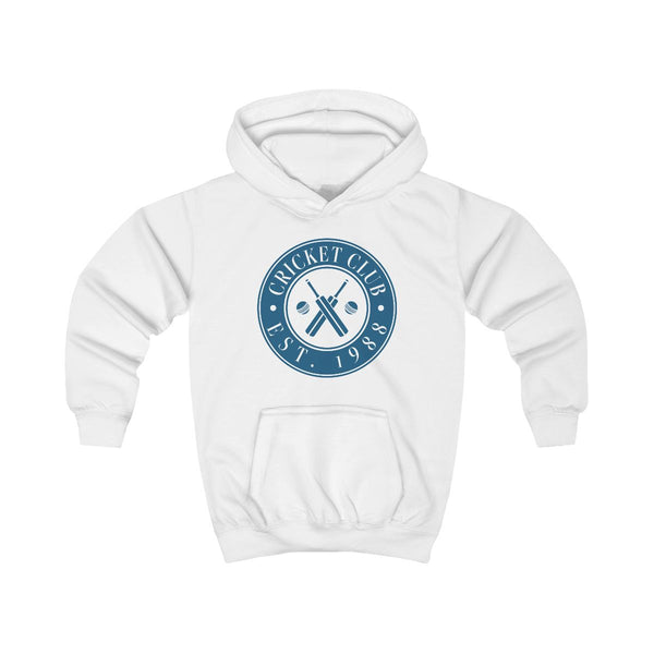 Cricket Badge Kids Hoodie White Front
