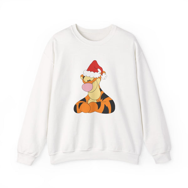 Tiger Pattern Christmas Sweatshirt White Front