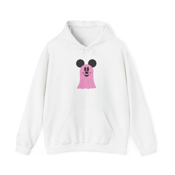 Mouse Ghost Pattern Halloween Hoodie White Front