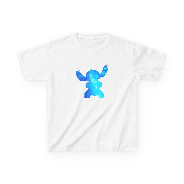 Watercolour Blue Alien Disney Kids T-Shirt White Front