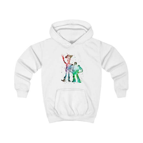 Watercolour Woody & Buzz A Story of Toys Fairytale Kids Hoodie White Front