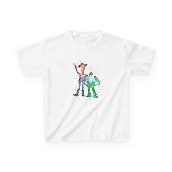 Watercolour Woody & Buzz A Story of Toys Fairytale Kids T-Shirt White Front