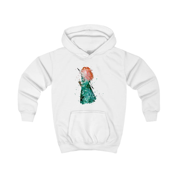 Watercolour Princess Merida Brave Fairytale Kids Hoodie White Front