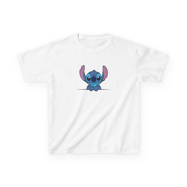 Alien Blue Leaning Kids T-Shirt White Front