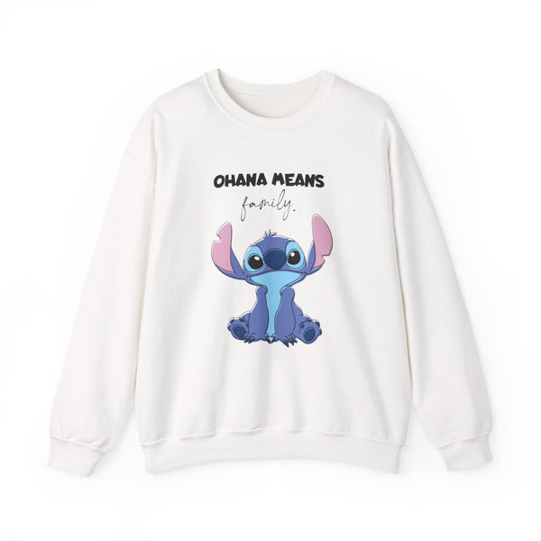 Ohana Means Family Pink Sweatshirt White Front