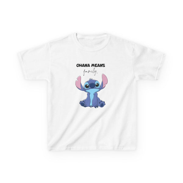 Ohana Means Family Pink Kids T-Shirt White Front