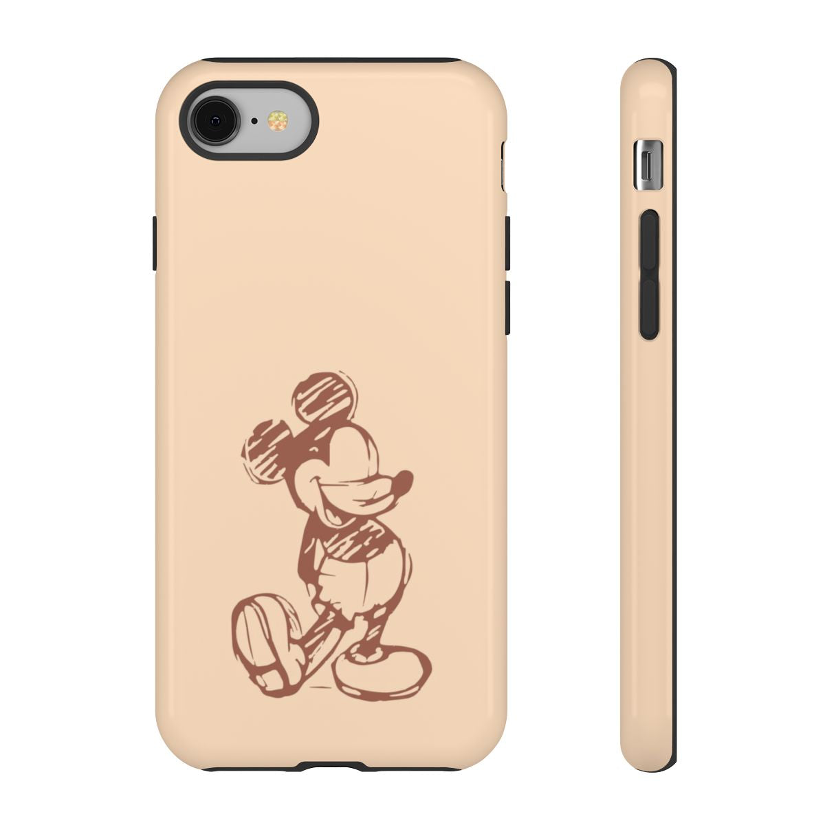 Sketched Mouse Outline Beige Phone Case