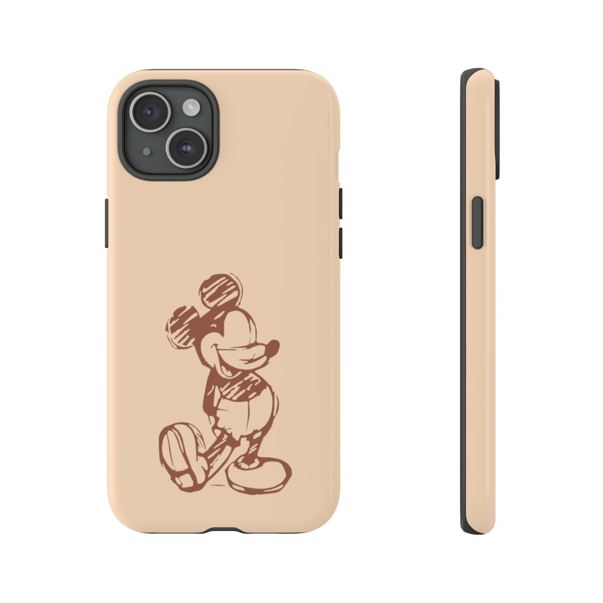 Sketched Mouse Outline Beige Phone Case