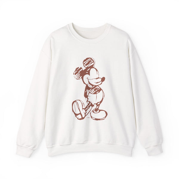 Sketched Mouse Outline Beige  Sweatshirt White Front