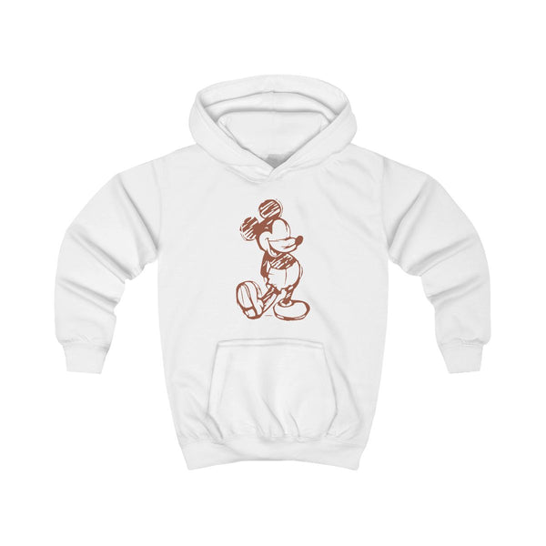 Sketched Mouse Outline Beige  Kids Hoodie White Front