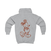 Sketched Mouse Outline Beige  Kids Hoodie 4