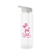 Sketched Mouse Outline Pink Clear Water Bottle 6