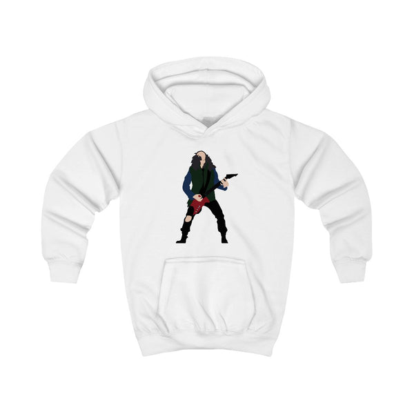 Eddie Munson Playing Guitar Kids Hoodie White Front