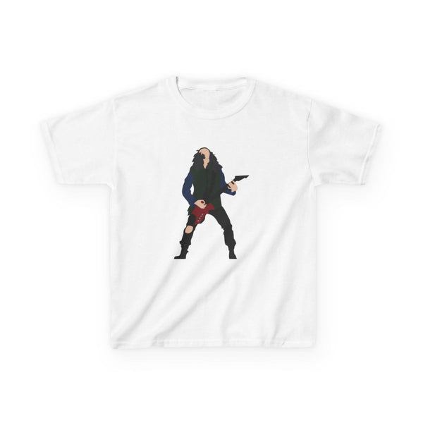 Eddie Munson Playing Guitar Kids T-Shirt White Front