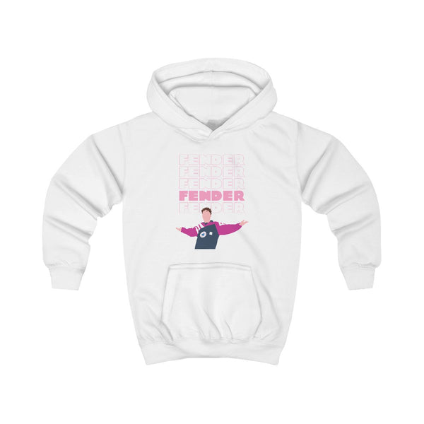 Fender Pink Sports Jersey Kids Hoodie White Front