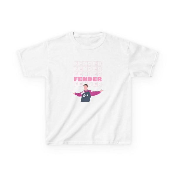 Fender Pink Sports Jersey Kids T-Shirt White Front