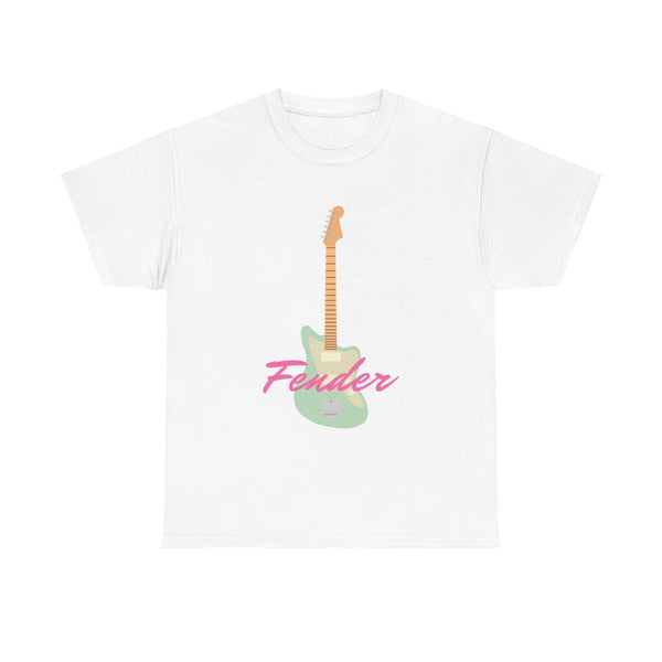Blue Guitar Fender T-Shirt White Front