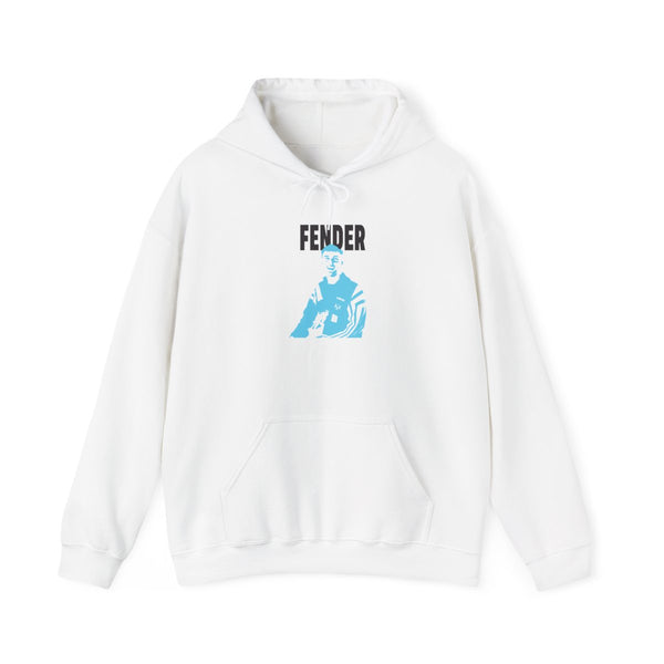 Fender Silhouette Blue Hoodie White Front