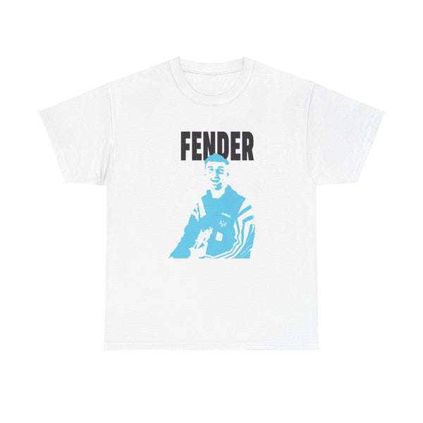 Fender Silhouette Blue T-Shirt White Front