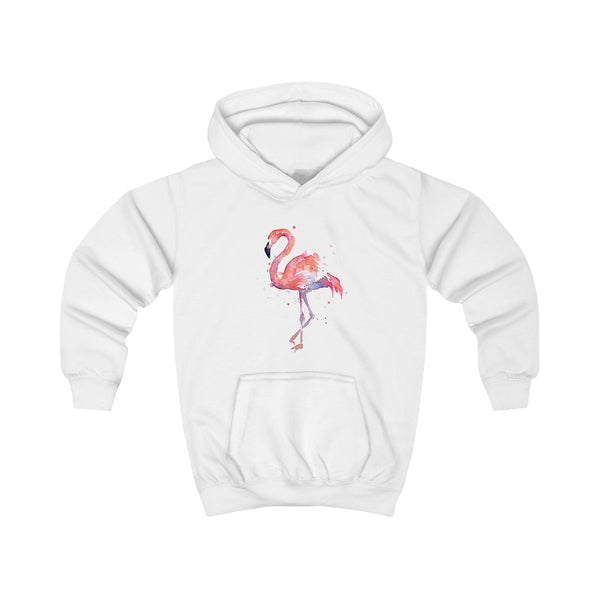 Watercolour Flamingo Painting Kids Hoodie White Front