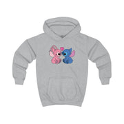 Angel And Blue Alien - Pink Alien Kids Hoodie 3