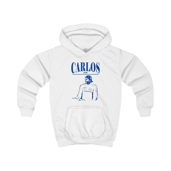 Carlos White And Blue Kids Hoodie White Front