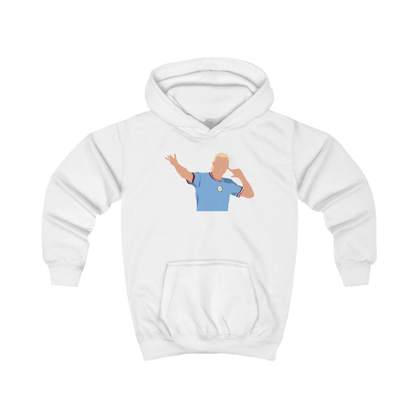 Haaland - Football Kids Hoodie White Front