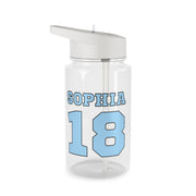 Light Blue - Personalised Football Clear Water Bottle 1