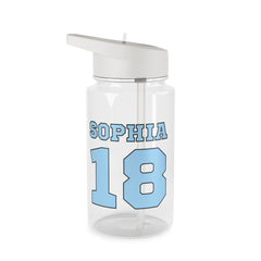 Light Blue - Personalised Football Clear Water Bottle
