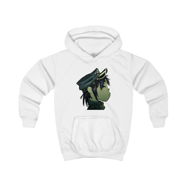 Green 2d Kids Hoodie White Front