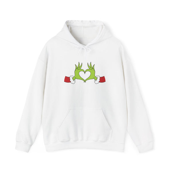 Christmas Green Heart Hoodie White Front
