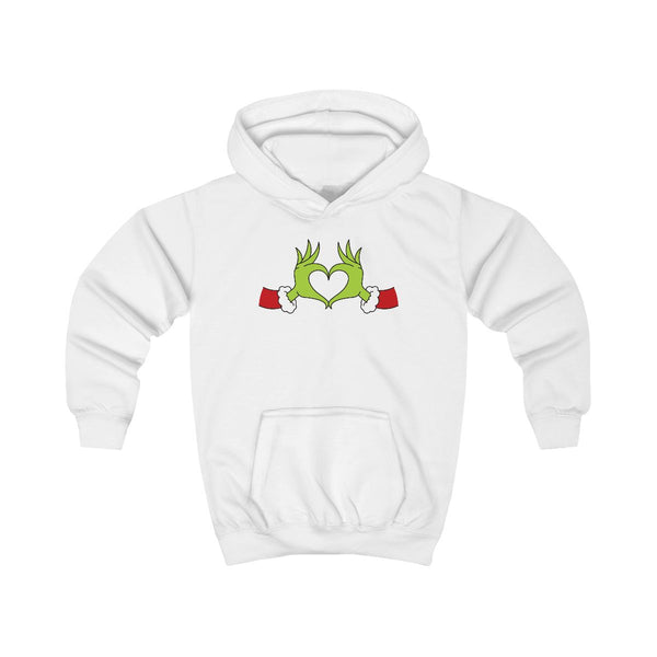 Christmas Green Heart Kids Hoodie White Front