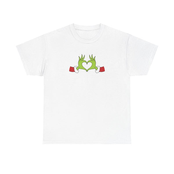 Christmas Green Heart T-Shirt White Front