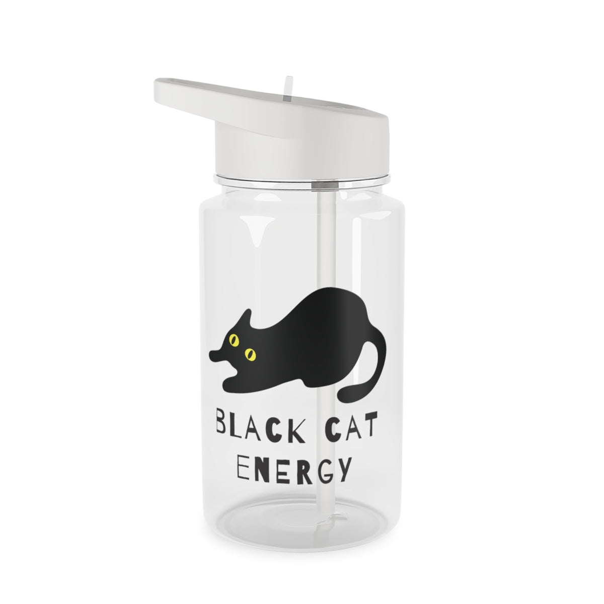 Black Cat Energy Clear Water Bottle