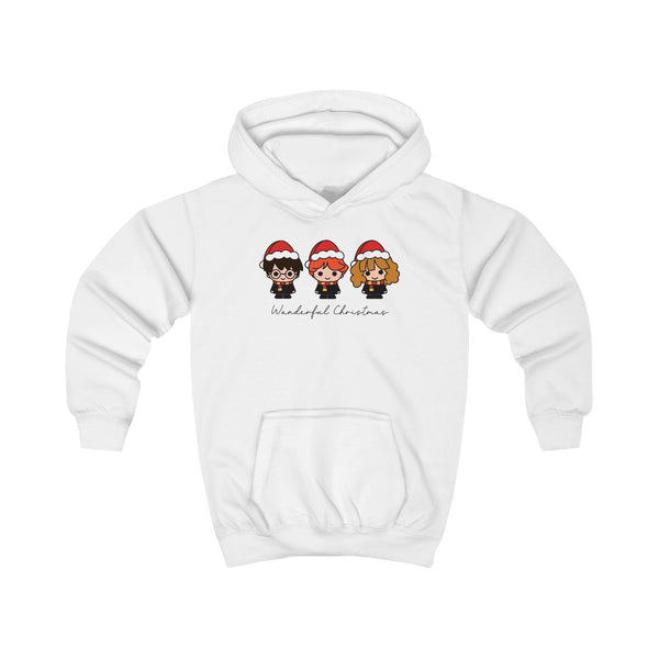 Wizards With Christmas Hats Kids Hoodie White Front