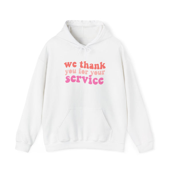 We Thank You For Your Service - Heart TV Hoodie White Front