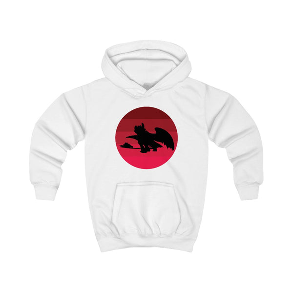 Red Sunset Dragon Kids Hoodie White Front