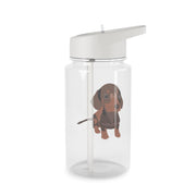 Brown - Dachshunds Clear Water Bottle 2