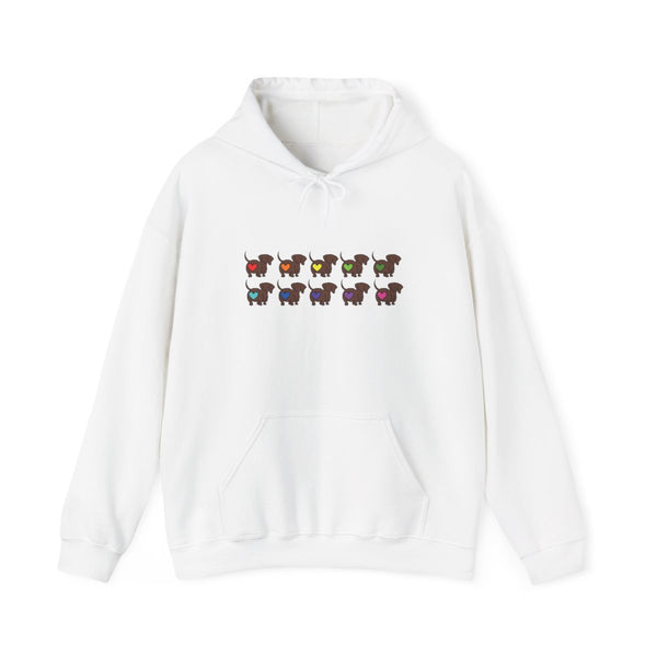 Love hearts - Dachshunds Hoodie White Front
