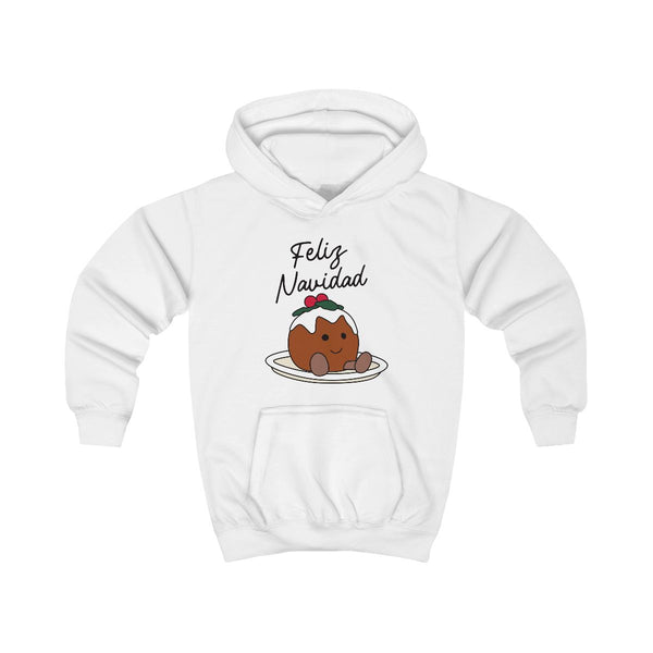 Christmas Pudding Plush Kids Hoodie White Front