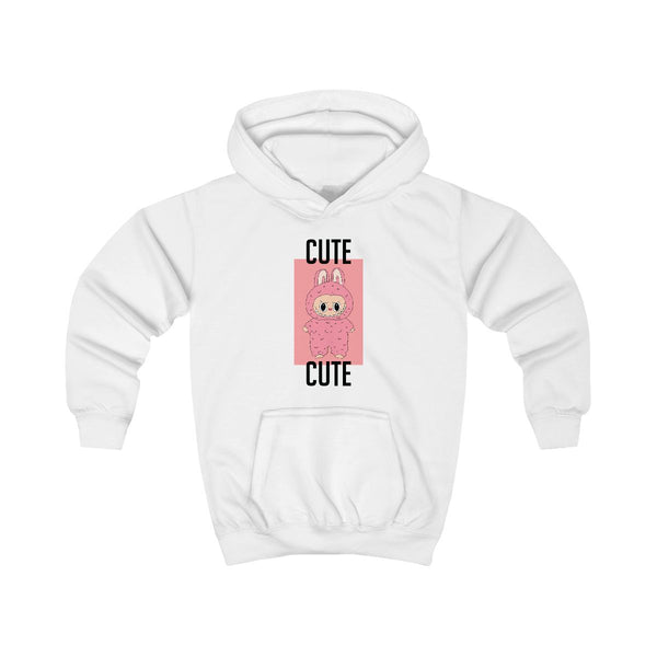 Cute Pink Monster Kids Hoodie White Front