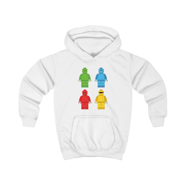 Bricks Figures Rainbow Kids Hoodie White Front