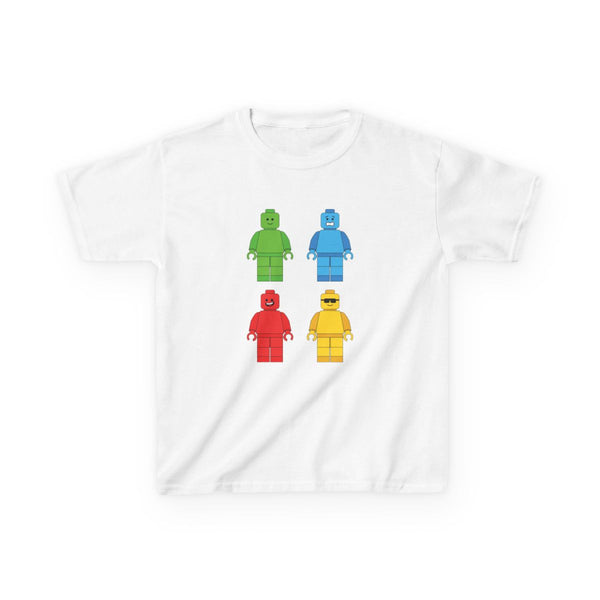 Bricks Figures Rainbow Kids T-Shirt White Front
