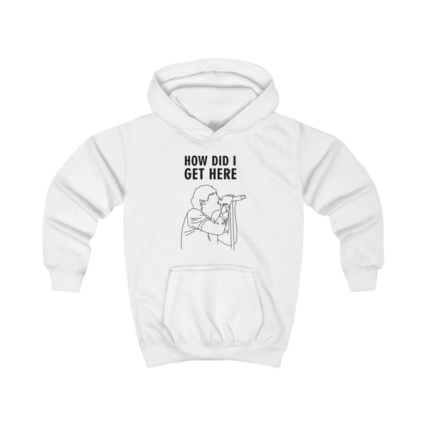 How Did I Get Here Outline Kids Hoodie White Front