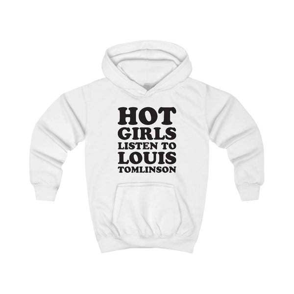 Hot Girls Listen To Louis Kids Hoodie White Front