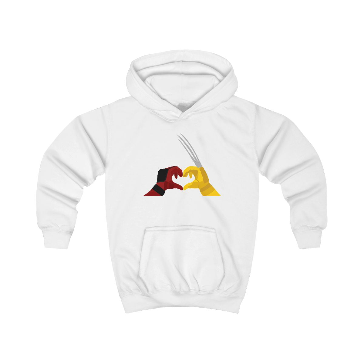 Red And Yellow Heroes Love Heart Kids Hoodie