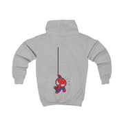 Blue Hanging Spider Hero Kids Hoodie 4