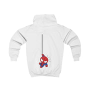 Blue Hanging Spider Hero Kids Hoodie 2