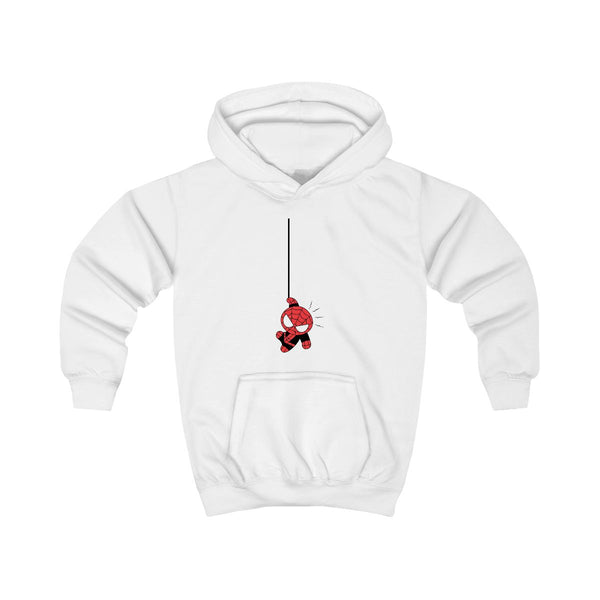 Gray Hanging Spider Hero Kids Hoodie White Front