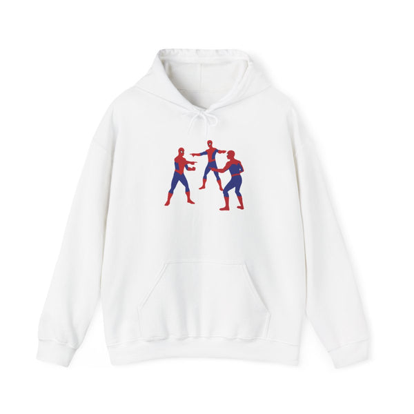 Spider Hero Pointing Meme Hoodie White Front